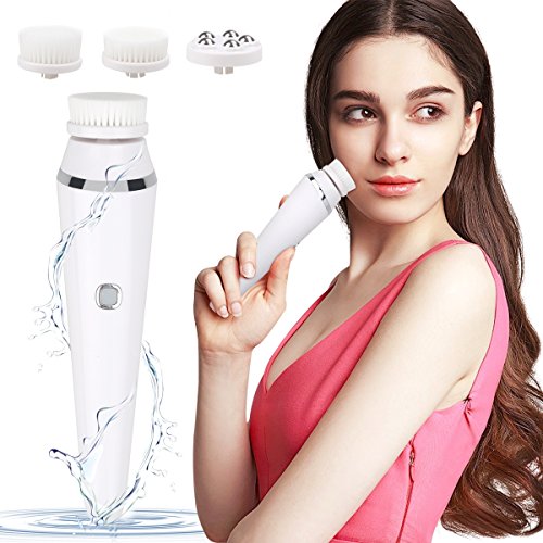 Facial Cleansing Brush Massager Waterproof Ball Massage Head and Face Brush Heads for Deep Cleansing Gentle Exfoliating Removing Blackhead Massaging for Women and Man White