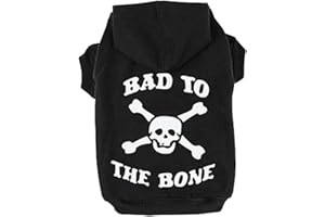 EXPAWLORER Dog Hoodie Sweater - Bad to The Bone Dog Sweatshirt Skeleton Costume, Warm Fleece Lined Pet Clothes with Leash Hole, Fall Winter Cozy Soft Pet Outfit Coat for Medium Dogs, M