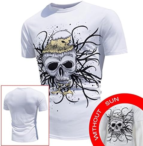 Sun Change Color! Fashion Design Hot Men's Tops Shirt Encounter originalitySleeve Casual T-Shirt (S, 44)