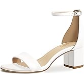 PIZZ ANNU Women's Low Block Chunky Heels Sandals Comfortable Open Toe Ankle Strap Party Dress Pump Shoes Strappy Buckle Heeled Sandal with 2 Inches Tall Thick Heel Design