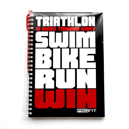 Triathlon & Running Training Diary by ProFit - Triathlete's Training Journal - 16-Week Triathlon Training Log - A5 Run Planner/6x8 Inches/Pen Included/160 Pages/Undated/Wire-Bound