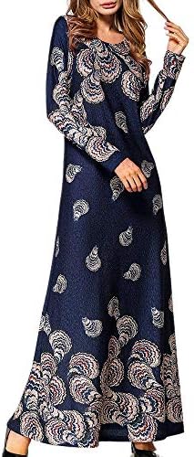 Muslim Dress Dubai Kaftan for Women, Arab Islamic Middle East Ethnic Print Long Sleeve Abaya, MITIY
