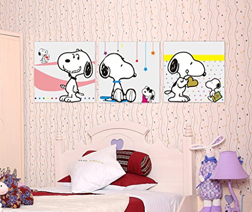 Lovely Snoopy Painting 3 Panels Print Hot Sell Modern Canvas