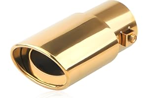 8SANLIONE Exhaust Tips Stainless Steel, Car Exhaust Tail Muffler Tip Pipes Muffler Modification, Inlet 2.5" Outlet 3.2" Polished Finished Tail Pipe, Auto Replacement for Most Cars Sedans Trucks (Gold/Straight)
