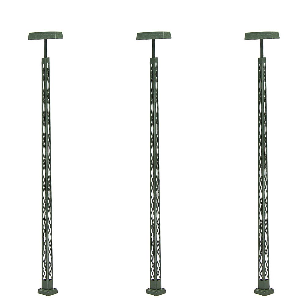 Evemodel Model Railway lights Lattice Mast lamp HO Scale Layout, 3pcs, 3V, 20mA, 1:76~1:100, for Track h0.00, Includes 3 bulbs and 3 resistors