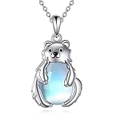 Hancock Moonstone Animal Necklace Sterling Silver Cute Animal Jewelry Gift for Women