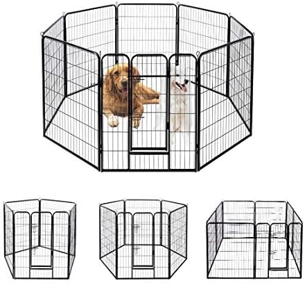 VIVOHOME Heavy Duty Foldable Metal Indoor Outdoor Exercise Pet Fence Barrier Playpen Kennel