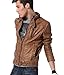 Chouyatou Men's Vintage Stand Collar Pu Leather Jacket (X-Large, Brown)