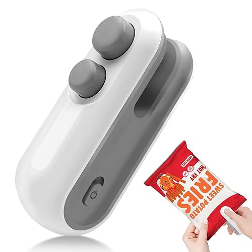 Mini Bag Sealer, 2 in 1 USB Rechargeable Bag Sealers Heat Seal Cutter, Handheld Chip Bag Sealer, Portable Resealer Machine for Plastic Bags Food Storage Snacks Freshness