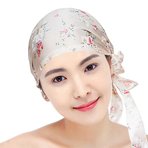 Silk Sleep Caps for Women,100% Mulberry Silk Night Cap Adjustable Bonnet Head Cover for Hair Beauty,Chemo Sleep Hat
