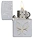 Zippo Butterfly Design Satin Chrome Pocket Lighter