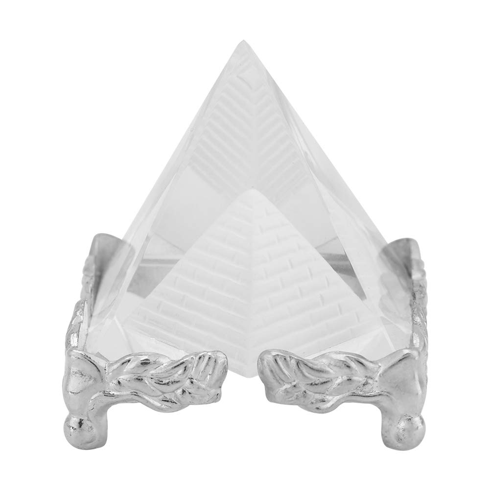 HERCHR Crystal Pyramids Figurine, Egypt Crystal Pyramid Ornament Egyptian Pyramids Statue Feng Shui Crafts with Gold Stand for Prosperity, Positive Energy and Good Luck