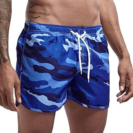 Amazon Co Jp Shiwenxin 新メンズオム デ プラージュのショート デ ベイン オムメンズ水泳パンツショートパンツcamouflagスポーツボードビーチパンツの男性を泳ぎます Color Blue Size L ホーム キッチン