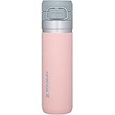 Stanley Quick Flip GO Water Bottle 24 oz | Push Button Lid | Leakproof and Packable for Travel and Sports | Insulated Stainless Steel | BPA-Free | Blush