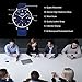 Men's Unique Wrist Quartz Analog Watch with Blue Leather Band, Dress Casual Classic Waterproof Business Watches with Stainless Steel Case and Calendar Date Window