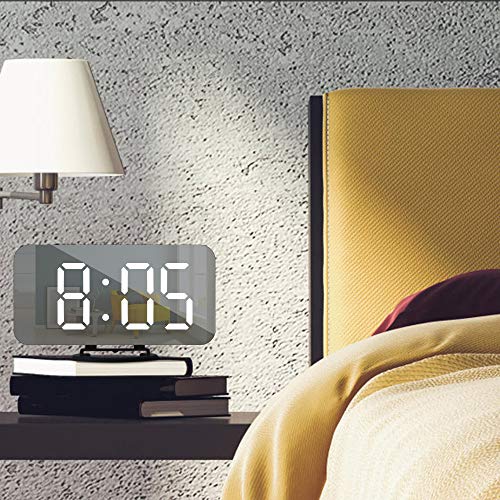 GLOUE Alarm Clock with USB Charger, Digital Alarm Clocks for Bedrooms