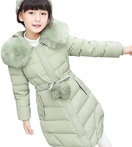 Amazon 森本ネット通販 ダウンジャケット キッズ 子供服 女の子 ダウンコート 子どもコート ロング丈 フード付き 子どもダウンコート ファー コート 可愛い キッズコート ガールズ 冬服 防寒 キッズ アウター 6色選べ 160cm グリーン コート ジャケット 通販