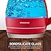 Ovente 1.5L BPA-Free Glass Electric Kettle, Fast Heating with Auto Shut-Off and Boil-Dry Protection, Cordless, LED Light Indicator (Maroon)