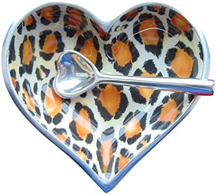 Leopard Heart Condiment Dish with Heart Spoon