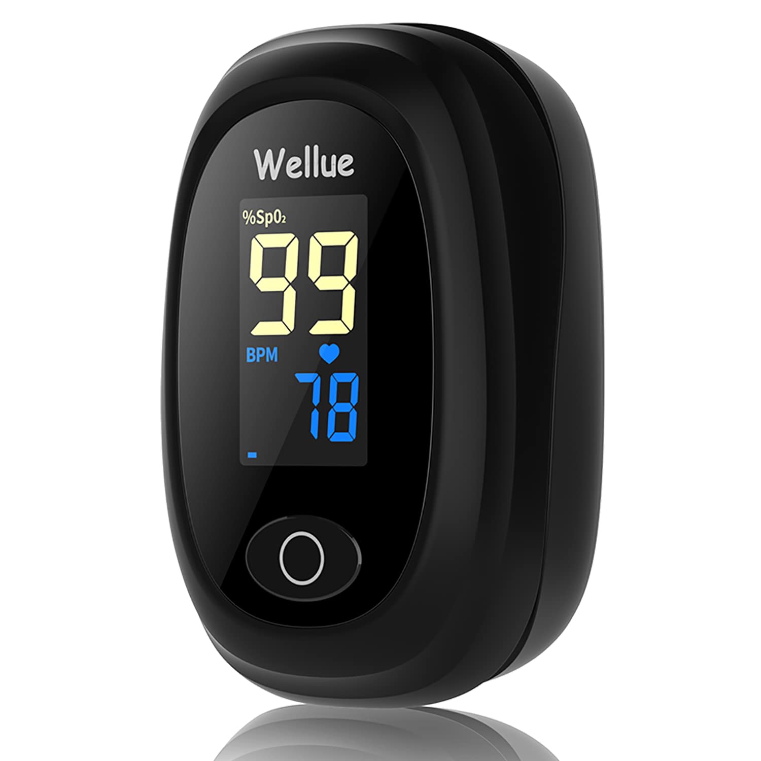 Wellue Pulse Oximeter, Blood Oxygen Monitor Finger, Fingertip Pulse Oximeter for Adult Child Kids, SP O2 PI Level and Heart Rate Monitor, Batteries included, Black