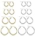LOYALLOOK Stainless Steel Rounded Small Hoop Earrings Set for Women Nickel Free 10MM-20MM