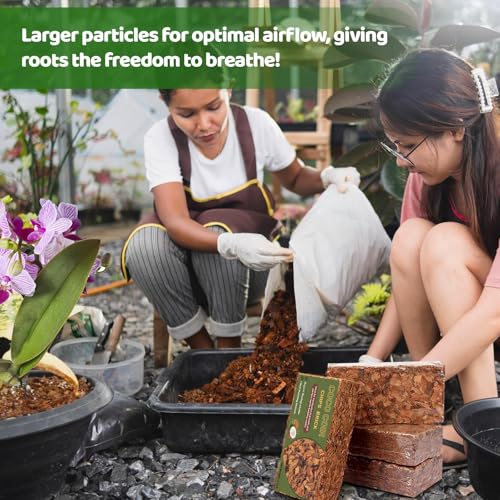 4 Pcs Coconut Coir Chips for Plants, 4.4 LB 100% Organic Coco Husk Chip Bricks with Low EC and pH Balanced, Easy to Expand Coco Coir Mulch Medium for Garden Flowers & Reptile Bedding