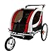 Clevr Deluxe 3-in-1 Double 2 Seat Bicycle Bike Trailer Jogger Stroller for Kids Children | Foldable Collapsible w/Pivot Front Wheel
