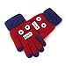 Flammi Kids Winter Stretch Knit Gloves Cartoon Robot Gloves Boys Girls (4-8 Years) (Red)