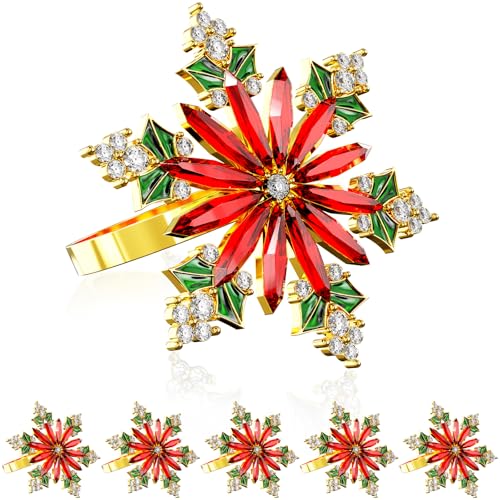 ZeeDix Christmas Crystal Snowflake Napkin Rings Set of 6- Rustic Dinner Tables Setting Decoration for Wedding Receptions, Christmas Holiday Party Dinner Parties at Amazon