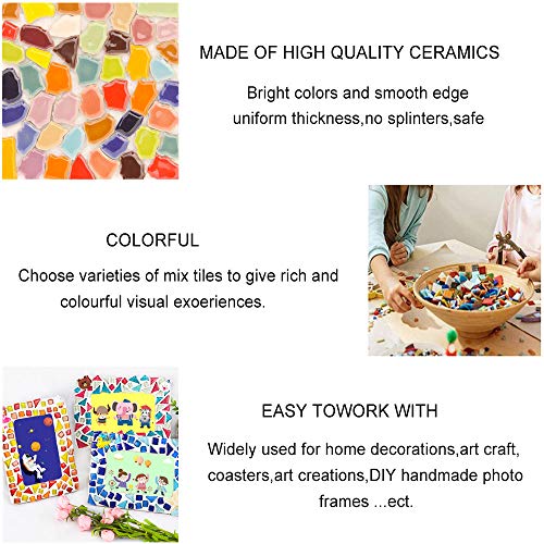 200g Blue Mosaic Tiles for DIY Crafts - Premium Quality Ceramic Mosaic Supplies Irregular Shape 0.6x1.2 inch - Perfect for Home Decoration Handmade DIY Crafts Arts Blue Mix