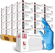 Basic Medical Blue Nitrile Exam Gloves - Latex-Free & Powder-Free - NGPF-7003, Pallet of 48 cases/48,000 g