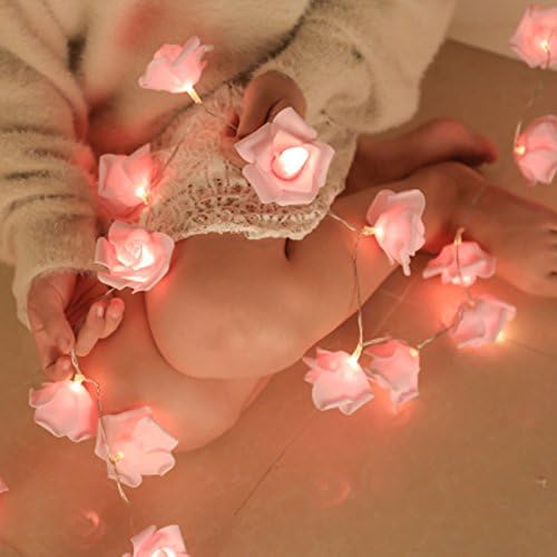 20 Rose Flower LED String Lights, YTAT LED Light String for Wedding Garden Christmas Decor, 78.7 inch (pink)
