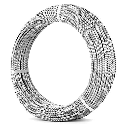 316 1/8'' Stainless Steel Cable for Railing Kit 170FT (52m) | 7x7 Stainless Steel Wire Railing Aircraft Cable Tensioner for Cable Railing Hardware, Deck, Trellis, DIY Balustrade