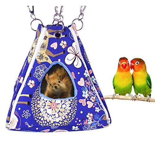 Bird Nest Hut Hammock Tent Bed Toy for Pet Parrot Parakeet Cockatiel Conure Cockatoo African Grey Amazon Lovebird Finch Canary Budgie Hamster Rat Gerbils Chinchilla Ferret Squirrel Cage Swing (L) - Thumbnail 5