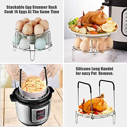 Pressure Cooker Accessories fits Instant pot 6,8 Qt - Steamer Basket for Instant Pot Accessories, Steamer Basket, Spring form Pan, Egg Steamer Rack, kitchen tongs, Silicon Egg Bites Mold, Dish clip - Thumbnail 5