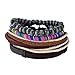 MJartoria Leather Bracelets for Men, Mens Womens Unisex Faux Leather Bracelets Adjustable Braided Multi Cool Wrap Wristbands Cuff Set (W-4PCS-Brown)