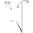 SPACEEUP Single Post Handrail Railing Fits for 1 or 2 Steps Handrail Wrought Iron Post Mount Step Grab Supports in Ground Long Post Fits (White) Post Railing