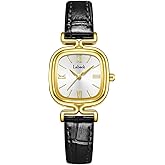 deselon Women Watches for Ladies Female Square Small Slim Light Black Leather Band Waterproof Fashion Casual Simple Young Girls Gifts Gold Wrist Watch