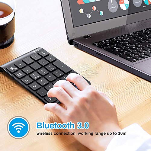 Wireless Numeric Keypad, LINGSFIRE Number Pad 27 Keys Portable External Numpad Keyboard for Laptop. Desktop, PC, Notebook(Black)