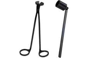 TEENGSE Candle Accessory Set, Candle Snuffer and Wick Trimmer, Polished Candle Extinguisher Kit with Long Handle, Great Gift for Candle Lover (Black)