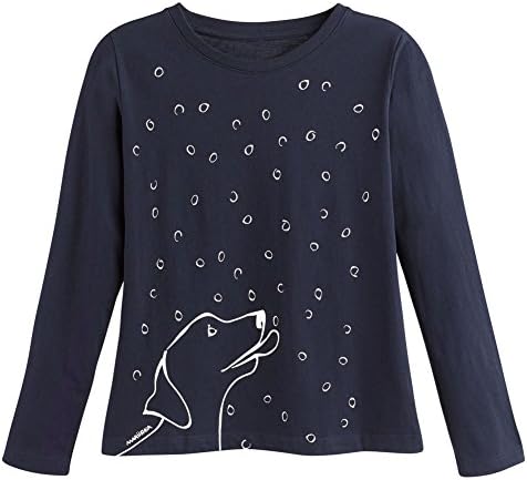 Women's Marushka Dog Catching Snowflakes - Long Sleeve T-Shirt - Navy Blue - Xxl