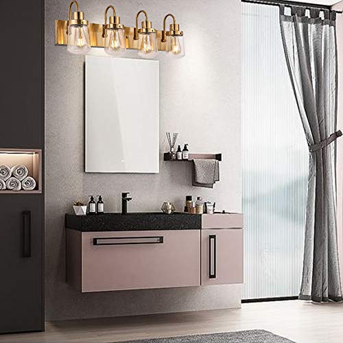 YAOHONG Modern Bathroom Vanity Light 4Lights Lamp in Brushed Brass