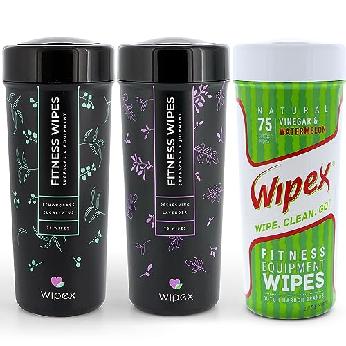 Wipex Natural Gym Equipment Cleaner 75ct Canister Variety 3 Pk