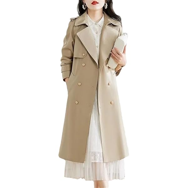 Amazon.com: HGps8w Women's Classic Double Breasted Trench Coat