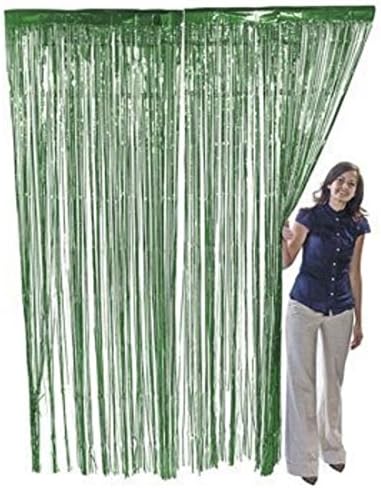 ZagGit Set of 2 Metallic Green Foil Fringe Party Decoration Door Curtains, 3 x 8 Feet
