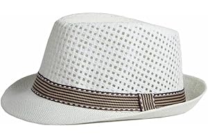 FASHIXD Straw Fedora Hat for Women Men Mesh Trilby Hat Panama Cuban Summer Beach Sun Outdoor