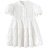 KISBINI Toddler Girls Short Sleeve Cotton Dress Summer Casual Dresses for Little Girls