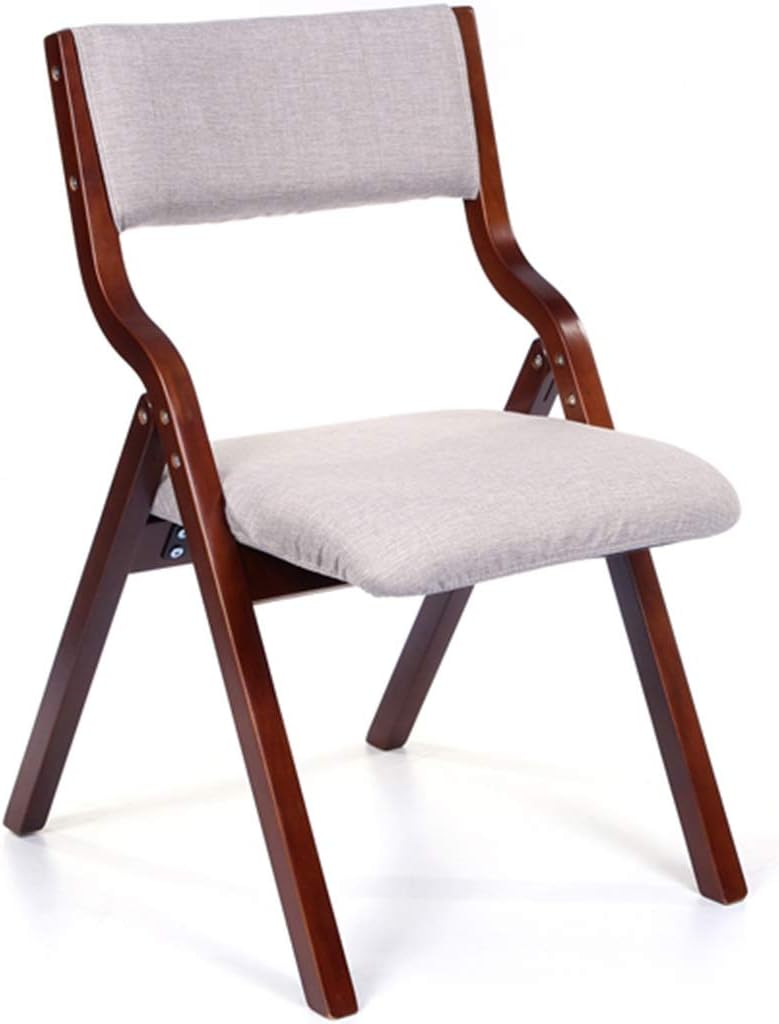 Priority Culture Folding Chair Padded,Household Solid Wood Folding Chair, Simple Nordic Dining Chair with Cotton and Linen Cushion, Office Reception Guest Stool (Color : Gray B, Size : 78.54647.5cm)