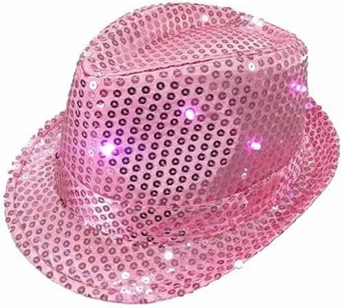 blinkee 2 Pack LED Flashing Fedora Hat with Pink Sequins at  display picture 1