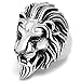 316L Titanium Steel Vintage Big Lion Head Punk Rock Gothic Ring Mens Biker Personalized Cool White Band